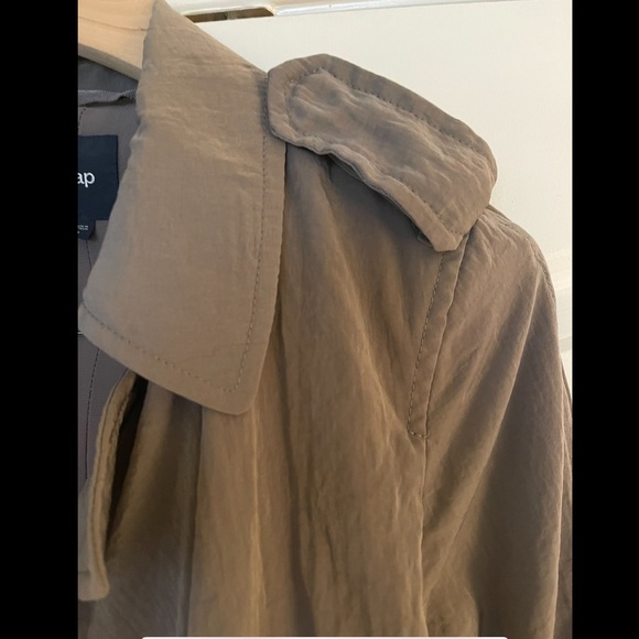 Gap Taupe/Gray Tie-Waist Trench Coat Rain Jacket - Picture 6 of 8